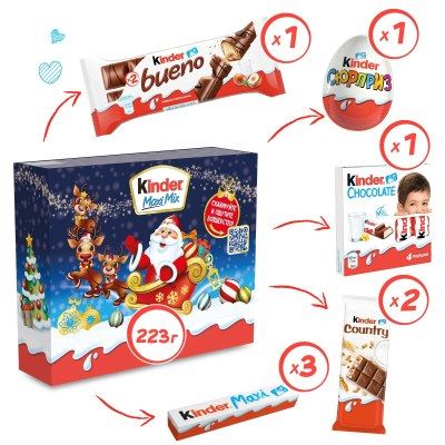 Шоколад Kinder Maxi Mix, 223г (наб.)