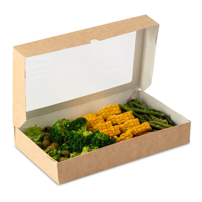 Упаковка бум. OSQ TABOX 1000 197/201х120/122х40мм,крафт с окн,(200шт/уп)