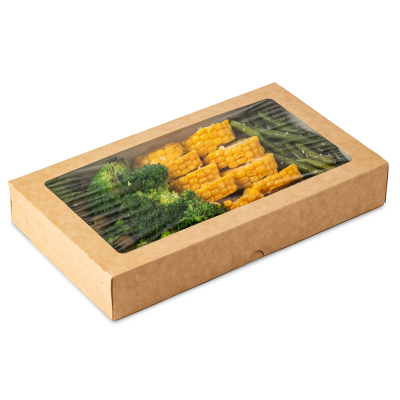 Упаковка бум. OSQ TABOX 1000 197/201х120/122х40мм,крафт с окн,(200шт/уп)