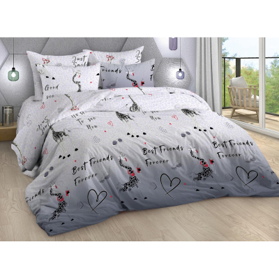 Постельное белье 1,5сп бязь 120г/м2 (нав.50х70-2шт) Жирафы