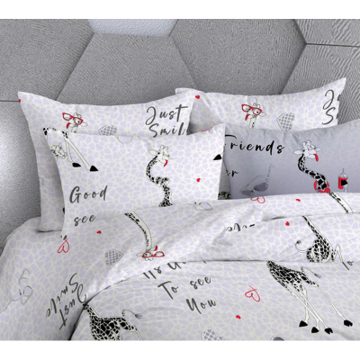 Постельное белье 1,5сп бязь 120г/м2 (нав.50х70-2шт) Жирафы