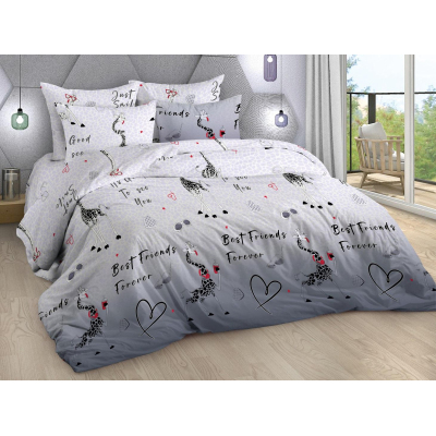 Постельное белье Евро бязь 120г/м2 (нав.70х70-2шт) Жирафы