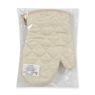 Набор кух. (рукавица стег. 18х28см -2шт), рогожка, 160г/м2, Рант бежевый