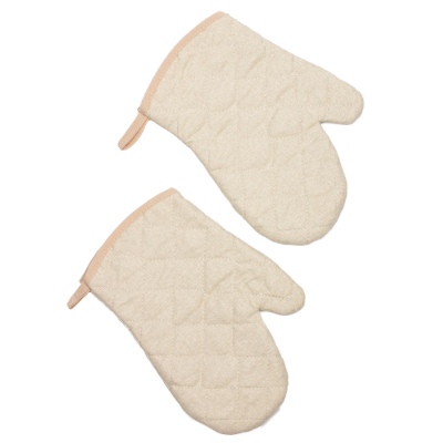 Набор кух. (рукавица стег. 18х28см -2шт), рогожка, 160г/м2, Рант бежевый