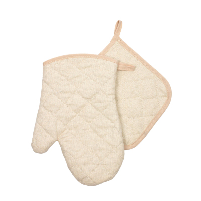 Набор кухонный рогожка 160г/м2 (рукавица, прихватка), Рант бежевый