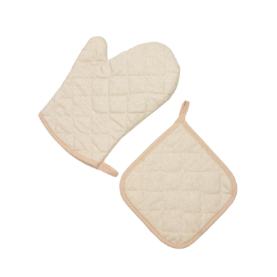 Набор кухонный рогожка 160г/м2 (рукавица, прихватка), Рант бежевый