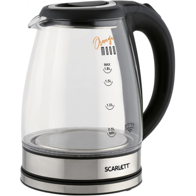 Чайник SCARLETT SC-EK27G36,электрический, стекло, 1800Вт, 1.8л, черный