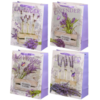 Пакет подарочный ЛАВАНДА;плотный,цвет.с рис./ассорти/26x32x11,5см,МС-5634