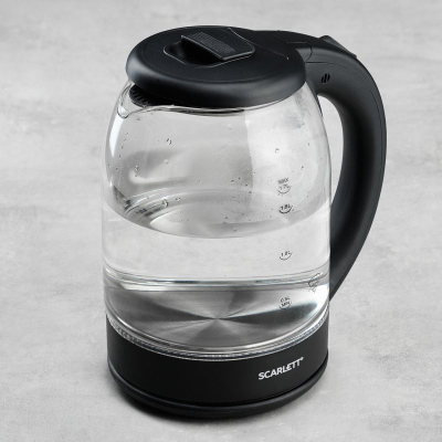 Чайник электрический SCARLETT SC-EK27G90, стекло, 1800Вт, 1.7л, черный