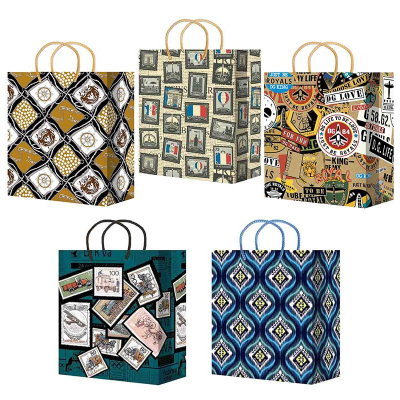 Пакет подарочный ламин. Почт.марки, 26х32,7х13,6см, 10шт/уп,асс., L-303/307