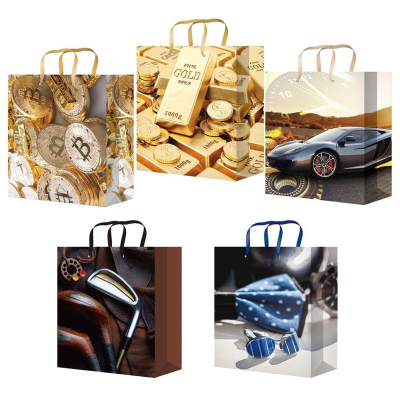 Пакет подарочный лам., мужской микс, 32,4х44,5х10см, 10шт/уп, XL-514/518