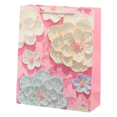 Пакет подарочный ЦВЕТЫ 3d-эффект с блестками, асс., 26x10x32 см., МС-6343