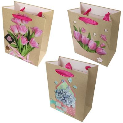 Пакет подарочный ламин. Букет, 11.1X13.7X6.2 см, асс., 107988