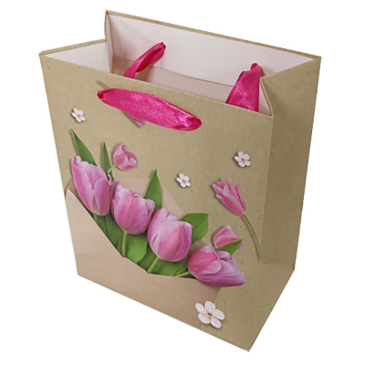 Пакет подарочный ламин. Букет, 11.1X13.7X6.2 см, асс., 107988