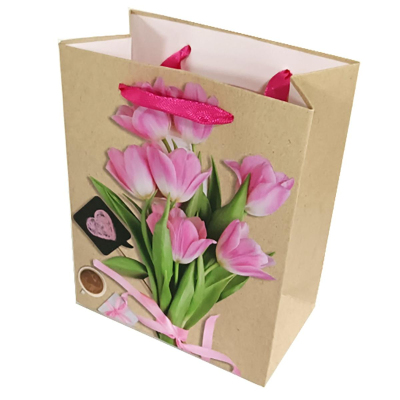 Пакет подарочный ламин. Букет, 11.1X13.7X6.2 см, асс., 107988