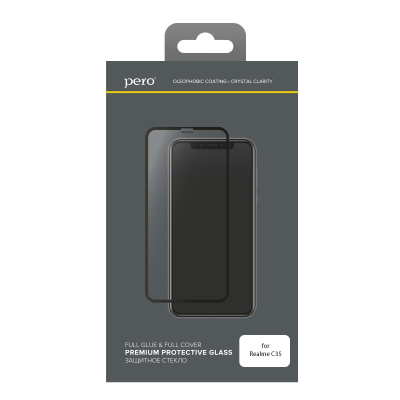 Защитное стекло PERO Full Glue для Realme C35, черный