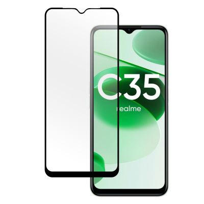 Защитное стекло PERO Full Glue для Realme C35, черный