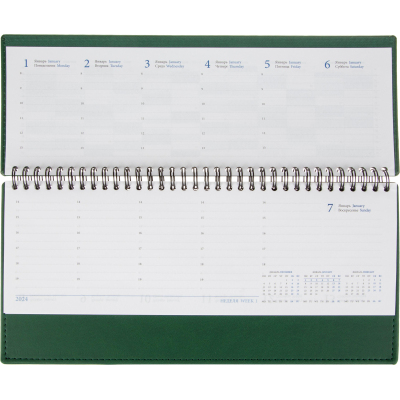 Планинг датированный 2024, зеленый 303х150 мм, 120стр, АТТАСНЕ Вива