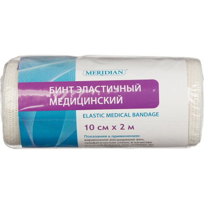 Перевяз. ср-ва Бинт эластичный 2мх10см с застежкой Meridian