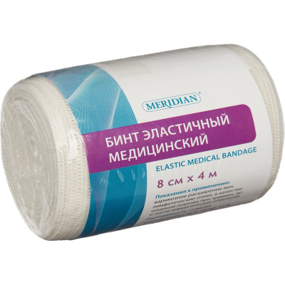 Перевяз. ср-ва Бинт эластичный 4мх8см с застежкой Meridian
