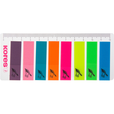 Клейкие закладки бумажные Kores 12х45мм неоновые 8цв по 25листов 45125