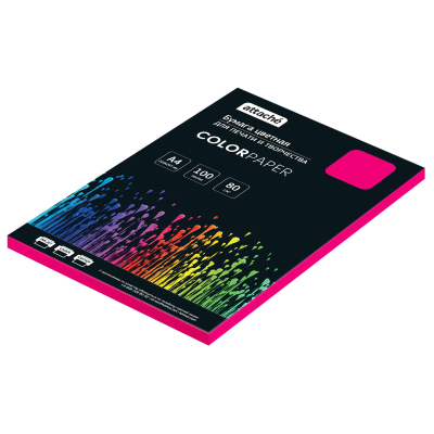 Бумага цветная Attache (розовый интенсив), 80г, А4, 100 л