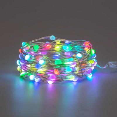 Электрогирлянда Роса 10м, 100LED, RGB, IP44, 3хАА, с пультом 44 реж 303-259