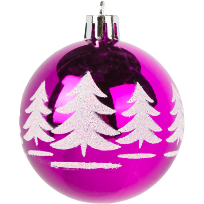 Набор шаров d-6 см,6 шт Новогодняя елка фиолетовый 1009380