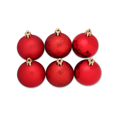 Набор шаров новогодних красных елочных Шелк, бархат, люрекс 6см, НУ-6958