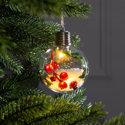 Шар елочный Ягоды,1LED,теп бел 4357252