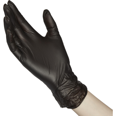 Перчатки однораз виниловые черные, н/о, размер XL, 50 пар/уп, AVIORA, ПС