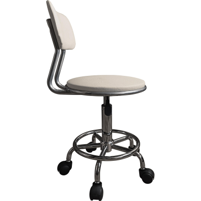 Кресло ZM_ лабораторное М106-02хром силвер2,и/к ц276 т4934слон.кость ролики