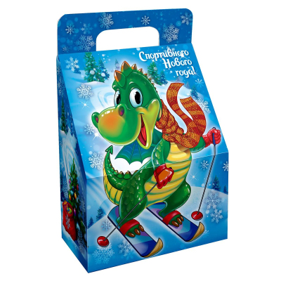 Новогодний сладкий подарок Лыжник, картон, 500 г