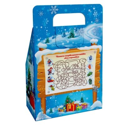 Новогодний сладкий подарок Лыжник, картон, 500 г