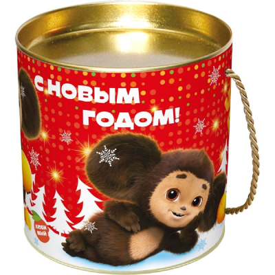 Новогодний сладкий подарок в тубе Чебурашка 300 грамм 2023