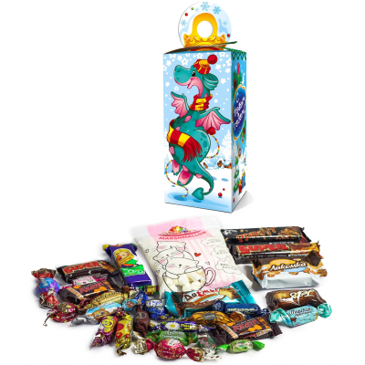 Новогодний сладкий подарок в картоне Дракошки, 500г КА-48