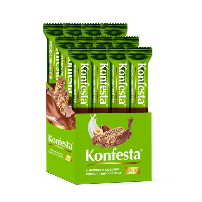 Конфеты Konfesta DUO с орехово сливочным кремом шоу бокс 38грх12шт/уп