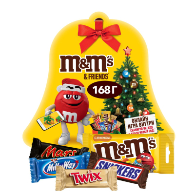 Конфеты M&M`s & Friends шоколадные колокольчик подар. набор с игрой, 168г