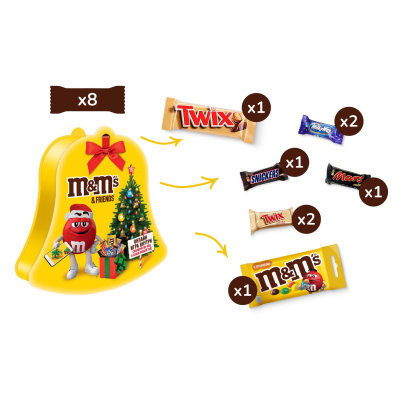 Конфеты M&M`s & Friends шоколадные колокольчик подар. набор с игрой, 168г