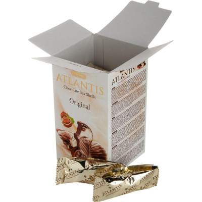 Конфеты ATLANTIS шоколадные мор.рак. мол.и бел.шок.с нач.из орех.кр.,200г