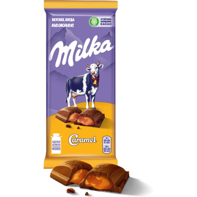 Шоколад Milka с карамельной начинкой, 90г