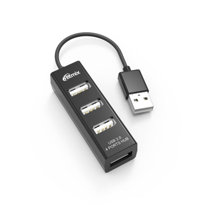 Разветвитель USB Ritmix CR-2402 black (USB хаб) 4 порта USB (15119265)