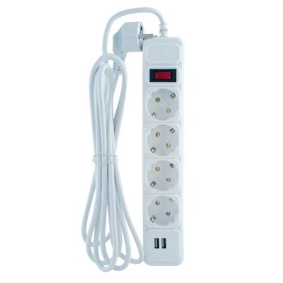 Сетевой фильтр СТАРТ С/УД-Ф SP 4x3 2USB ZVT 4р3м 10А/2200Вт белый
