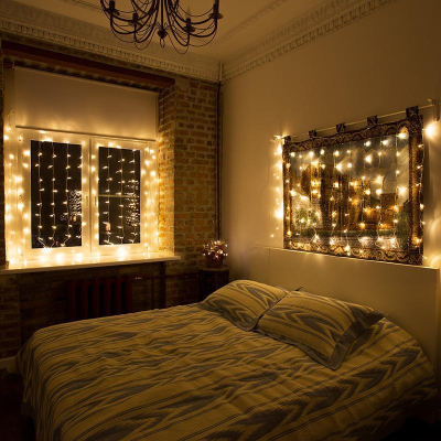 Гирлянда светодиодная Дождь 240LED, 2x3 м, МЕРЦАНИЕ, Теплый Белый 235-066