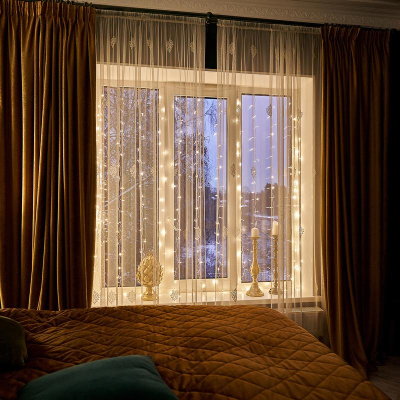 Гирлянда светодиодная Дождь 2,5x2 м, 300 LED, шарики, мерц, Теп бел 235-056