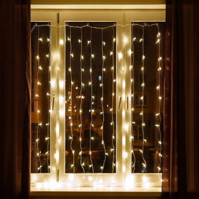 Электрогирлянда Feron CL20 занавес 2x2м+3м, теплый белый, 230V 2700К 32336