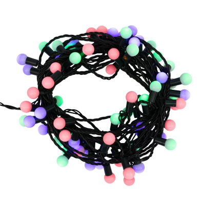 Гирлянда светодиодная Мультишарики 17,5мм,10м, зелен ПВХ, 80, RGB 303-509-6