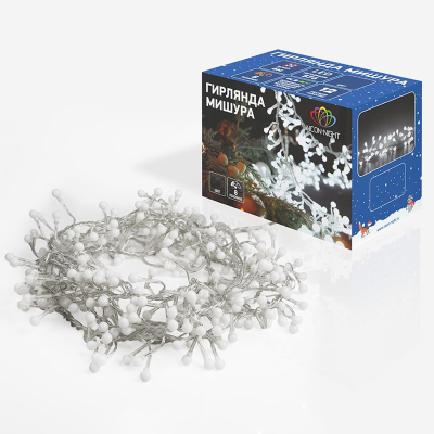 Гирлянда светодиодная Мишура 6 м прозрачный ПВХ, 576 , цвет белый 303-615