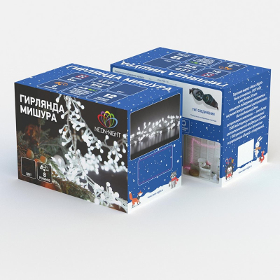 Гирлянда светодиодная Мишура 6 м прозрачный ПВХ, 576 , цвет белый 303-615