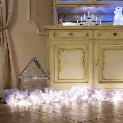 Гирлянда светодиодная Мишура 6 м прозрачный ПВХ, 576 , цвет белый 303-615